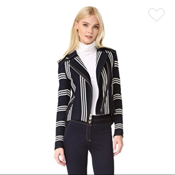 Veronica Beard Jackets & Blazers - Veronica Beard stripe knit moto jacket, navy XS